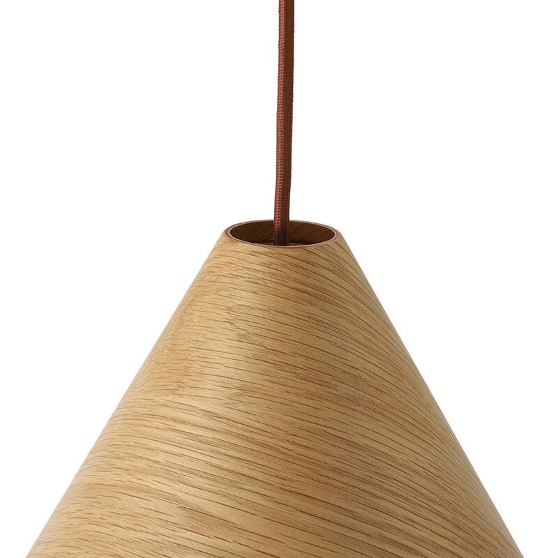 Scandinavian Wood Grain Large Tapered Conical Pendant Light 17.7in