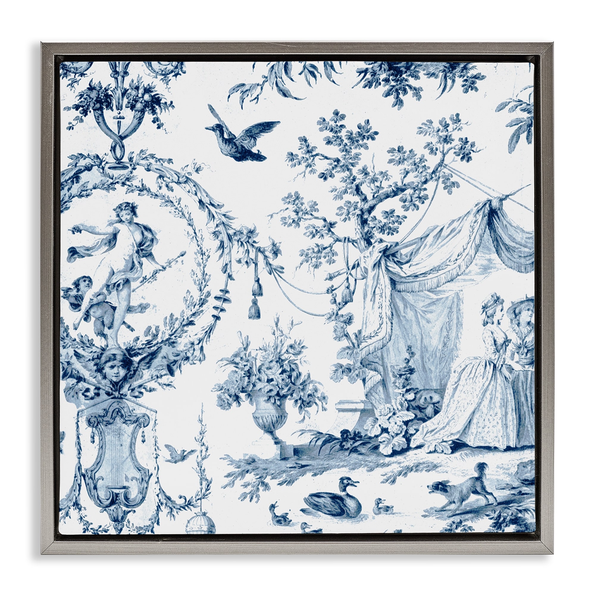 Stupell Classic Toile Scene Framed Floater Canvas Wall Art Design By Vintage Hustle