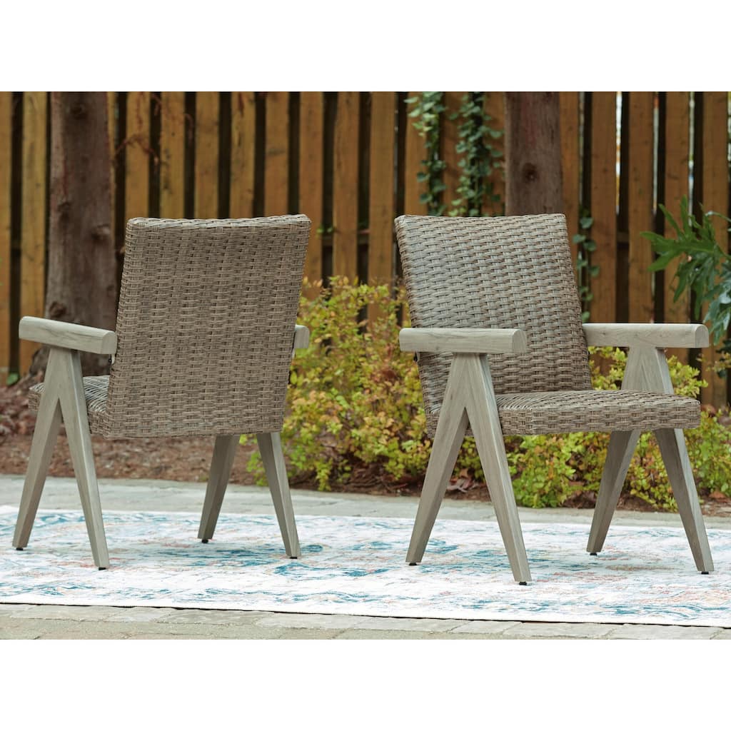 Signature Design by Ashley Haven Retreat Beige Outdoor Arm Chair (Set of 2) - 23"W x 28"D x 36"H