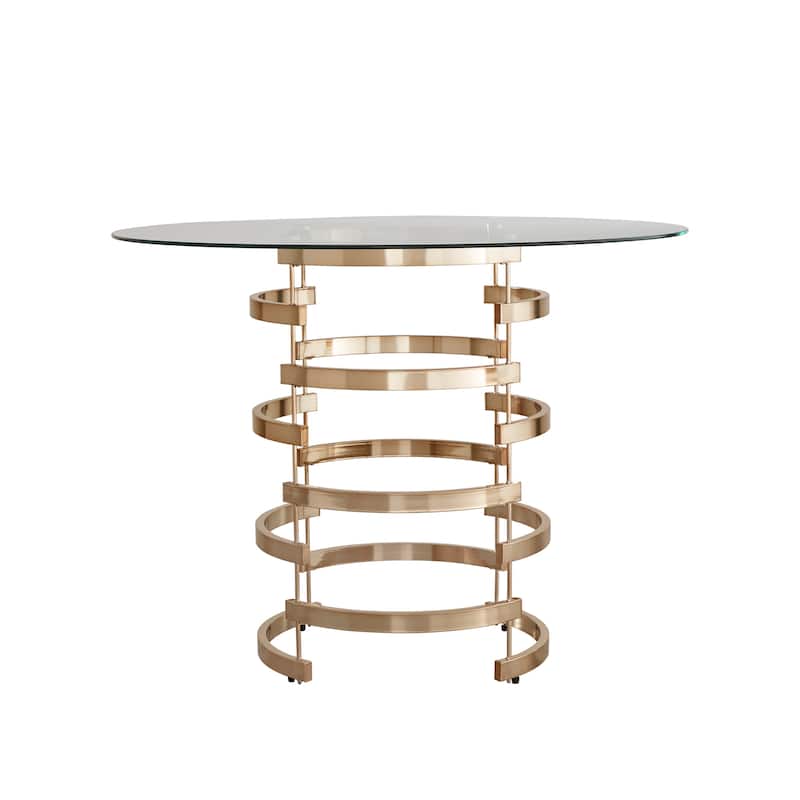 Nova Round Glass Top Vortex Iron Base Counter Height Table by iNSPIRE Q Bold