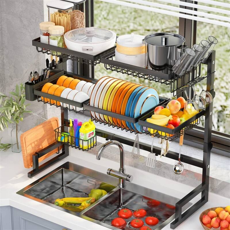 Adjustable Over Sink Dish Drying Rack for Kitchen