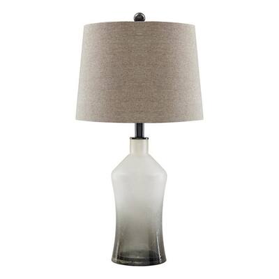 Vase Shape Frame Table Lamp with Fabric Shade, Set of 2, Gray and Clear