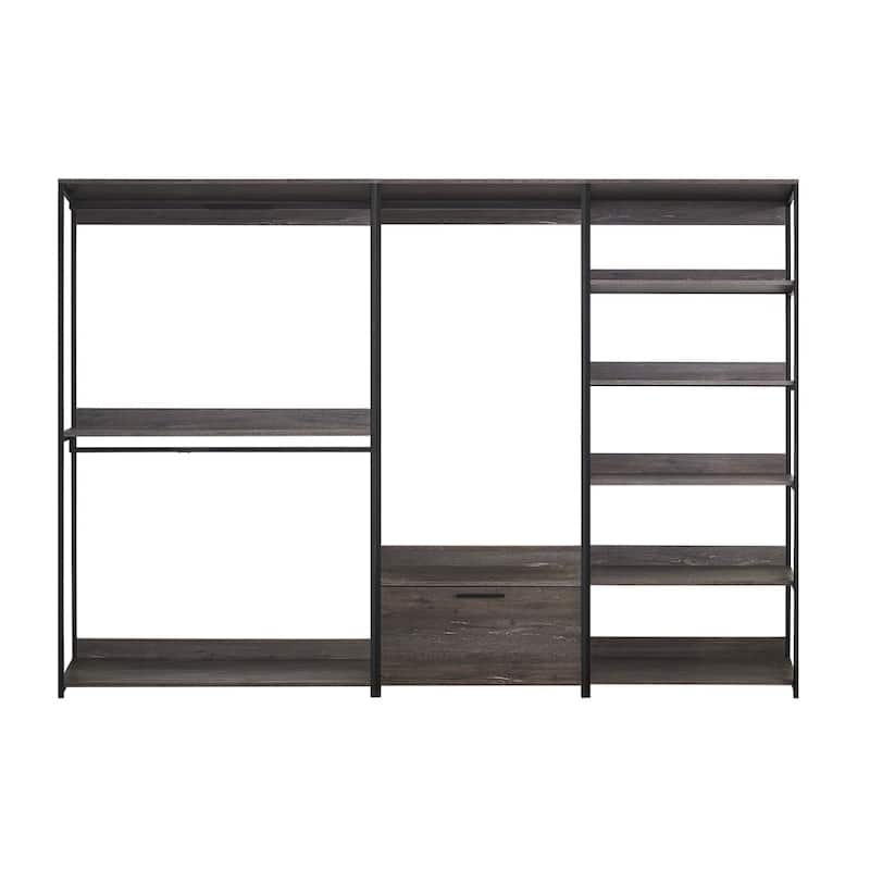 Veronica Wood and Metal Walk-in Closet System - 77.7"H x 111"W x 17.3"D