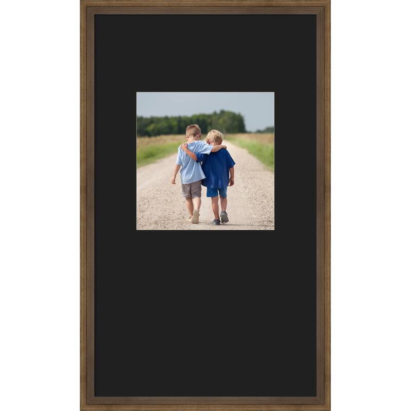 Lucie Black Framed Picture Frame, Photo Frame - 13x22 Matted Black 8x8 - Lucie Light Bronze