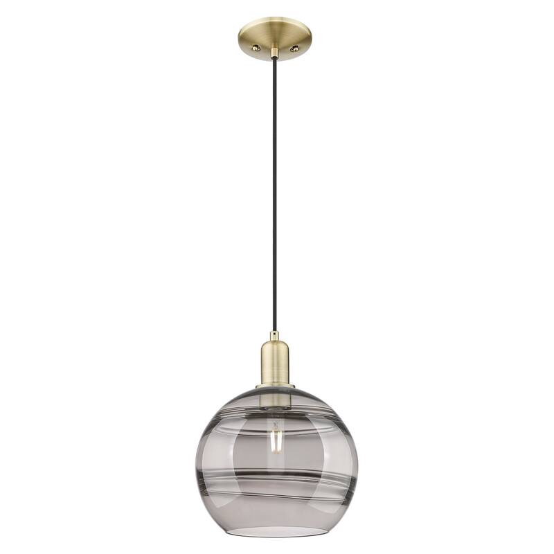 Innovations Lighting Endless Possibilities Arcadia - Rochester - 1 Light 10" Cord Hung Mini Pendant - Antique Brass/Light Smoke