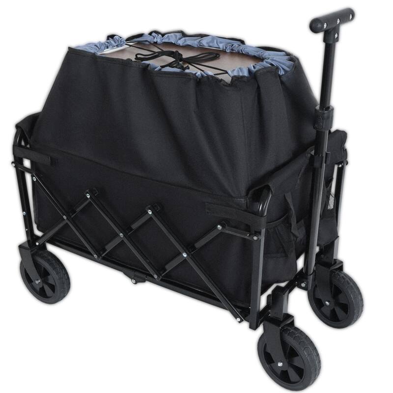 Anmytek Heavy Duty Folding Utility Wagon All Terrain Garden Beach Camping Grocery Cart Red Black
