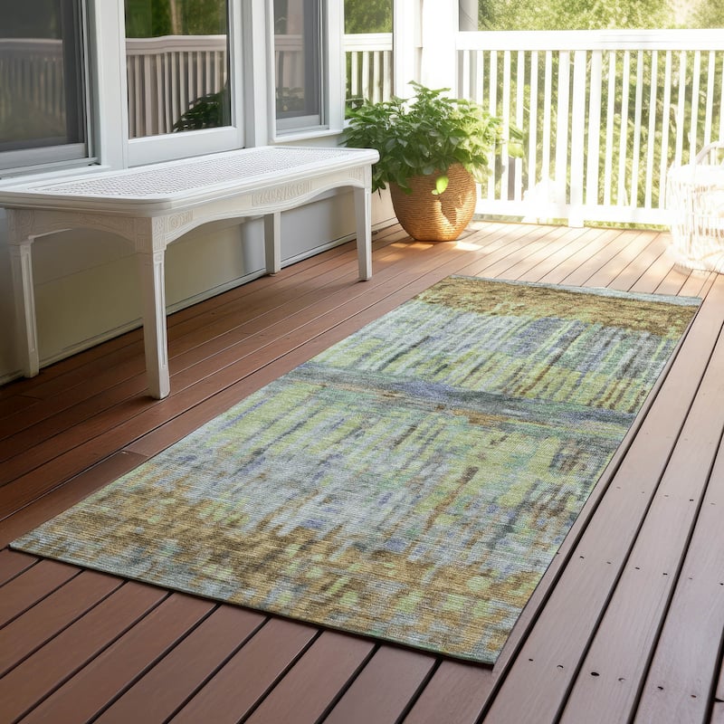 Machine Washable Indoor/ Outdoor Modern Ombre Chantille Rug - Khaki - 2'3" x 7'6"