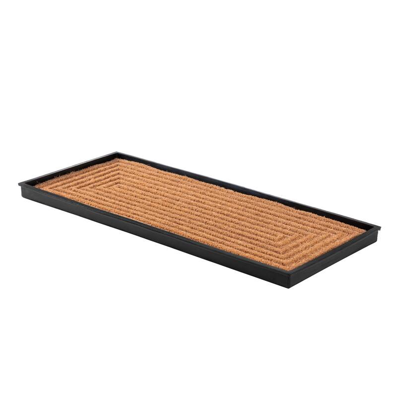 Jani Natural & Recycled Rubber Boot Tray with Rectangle Embossed Coir Insert - Medium