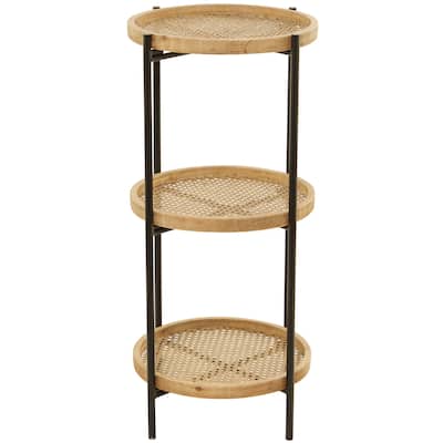 Metal 3 Shelves Shelving Unit - Brown - Roche River Decor - 16"W x 16"L x 34"H