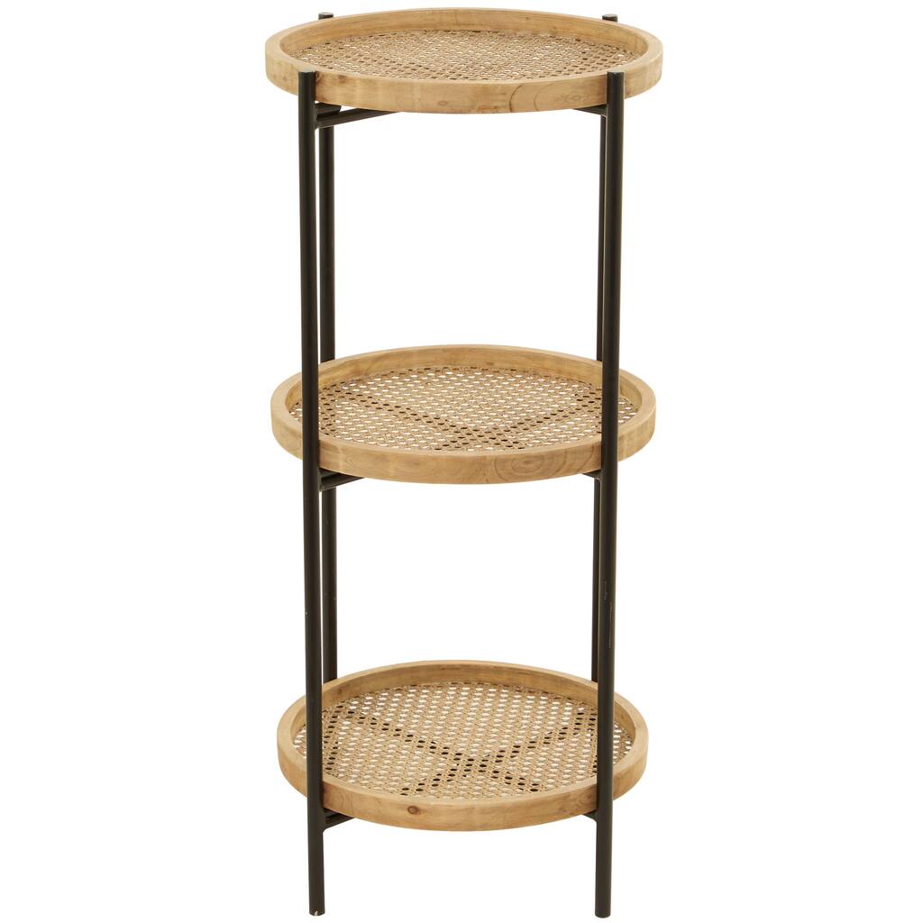 Metal 3 Shelves Shelving Unit - Brown - Roche River Decor - 16"W x 16"L x 34"H