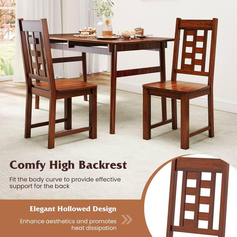 Gymax Dining Chairs Set of 2 w/Solid Rubber Wood Frame Elegant