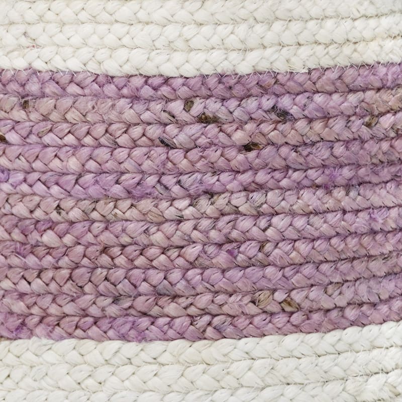 Sevita Bold Striped Off-White Jute Decorative Storage Basket with Handles