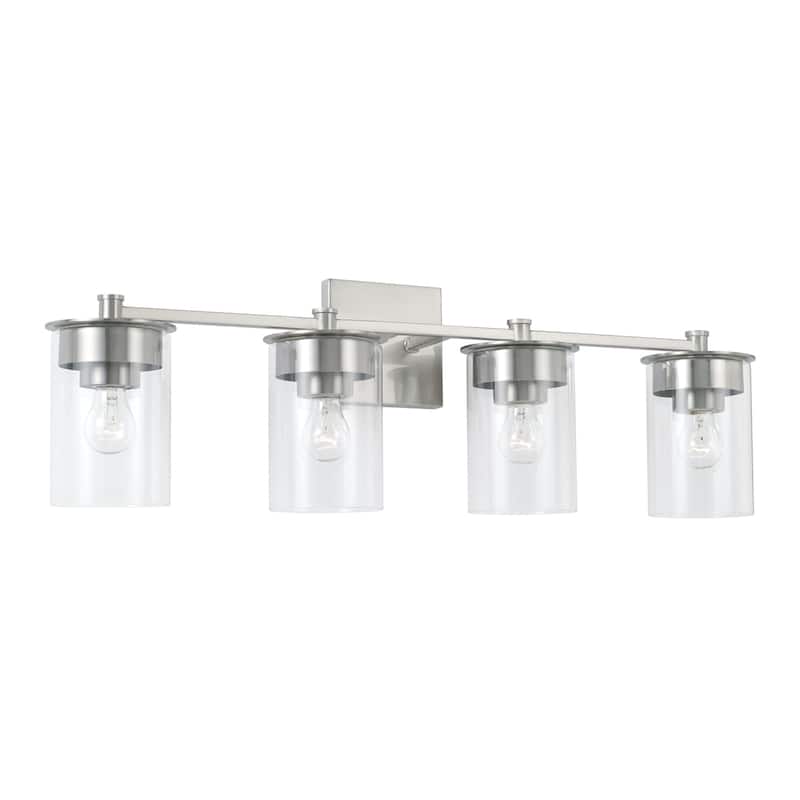 Mason 4-light Bath/ Vanity Fixture w/ Clear Glass - Brushed Nickel