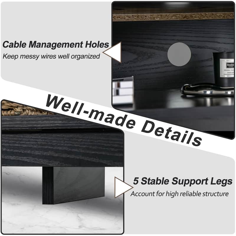 58 Inch TV Stand Entertainment Console Center with Adjustable Open Shelves - 58" x 16" x 33"
