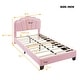preview thumbnail 46 of 53, Twin/Full Size Upholstered Bed Frame, Flower-Shape Headboard with LED Light Strip, Sherpa Fabric Platform Bed