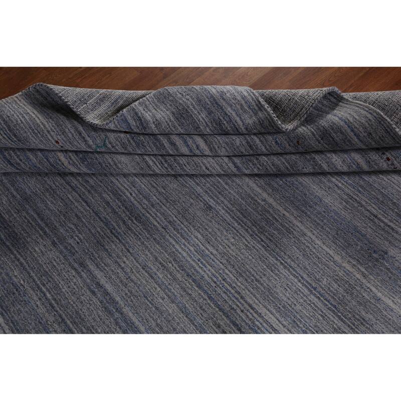 Hand Knotted Oriental 100% Wool Carpet Tribal Animal Pictorial Navy Blue & Blues Gabbeh Area Rug - 9' 8'' X 8' 2''