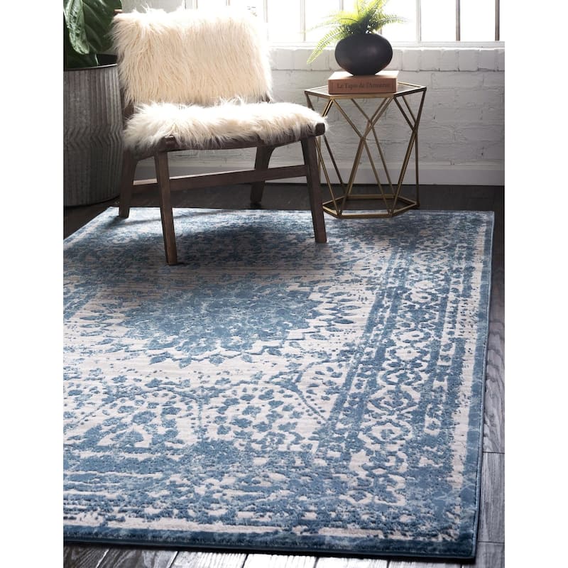 Country & Floral Cadence Collection Area Rug - 5'x8' - Light Blue