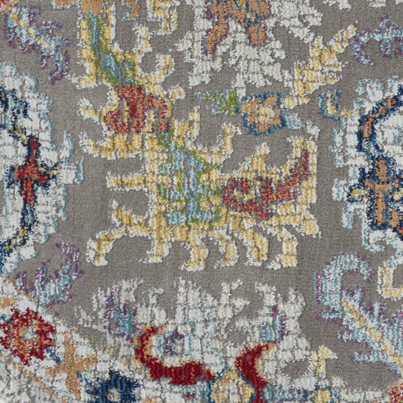 Jigeh Power Loomed Distressed Geometric Floral Traditional Non Skid Area Rug By HomeRoots - 72' X '72' X '0.5