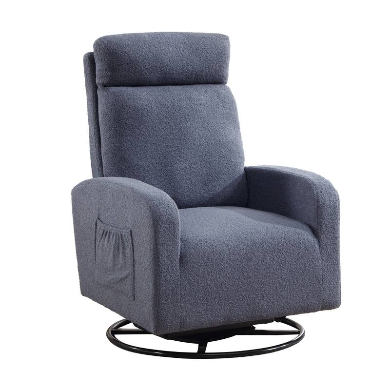 HOMYKA Swivel Glider Rocker Accent Chair for Nursery with Side Pocket