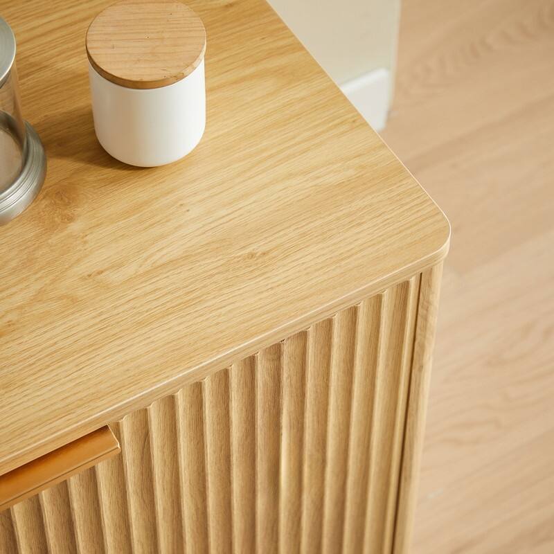 Sideboard Storage Cabinet TV Stand with wave pattern Buffet Cabinet Wooden Vertical Striped Cabinet