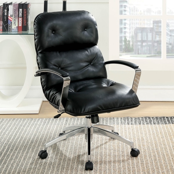 Black Kintaz Backrest Folding Chair Black Leather Executive Side Reception Chair Office Computer Desk Chair