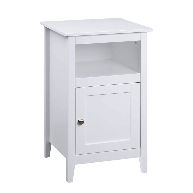 Storage Cabinet End Table with Shelf and Shaker Door, Compact Accent Side Table with Hidden Cabinet and Open Storage Space