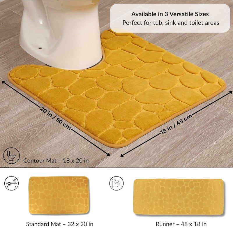 Memory Foam Contour Bath Mat Pebble Design 18x20