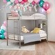preview thumbnail 1 of 6, Twin over Twin Bunk Bed with Ladder and Sturdy System for Home Silver