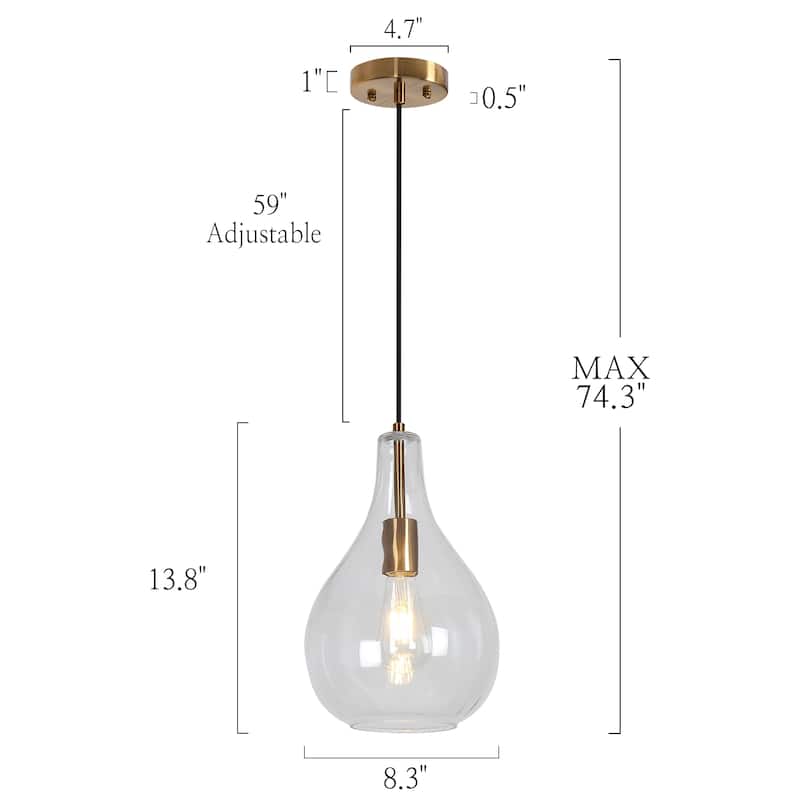 Marsie Modern Hammered Glass Pendant Light Contemporary Art Kitchen Island Ceiling Lamp
