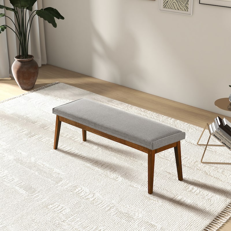 EvoSeat 56" Wide Solid Wood Fabric Upholstered Dining Bench - Ash Grey Fabric