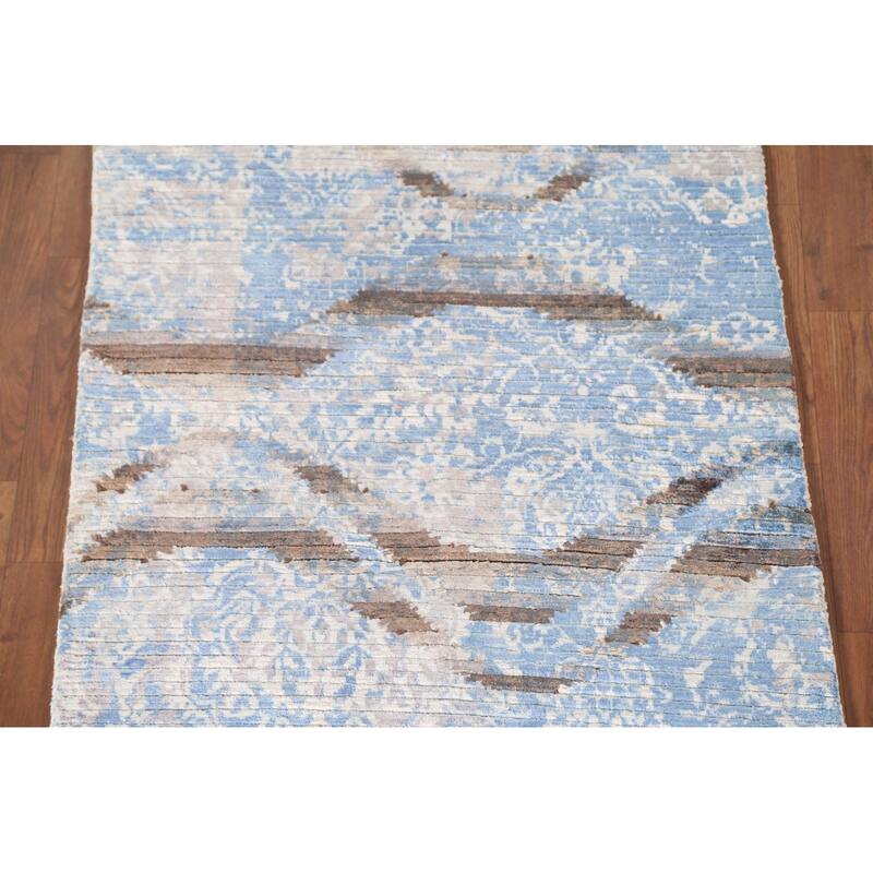 All-Over Striped Abstract Modern Accent Rug Handmade Wool Carpet - 2'8"x 4'8"