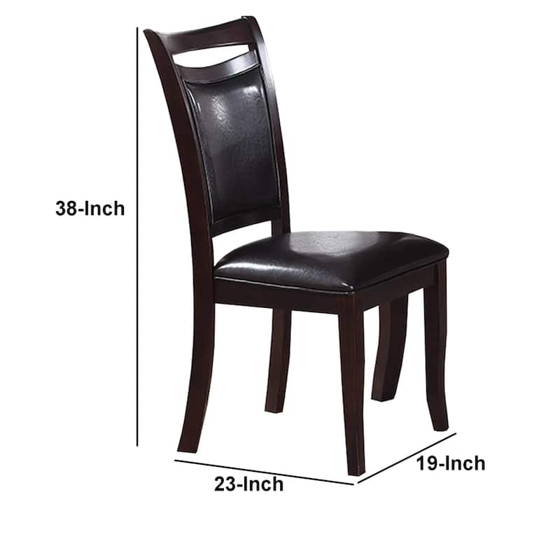 Dark Brown/Dark Brown Faux Leather Upholstered Wood Frame Dining Chair, Sturdy Dining Chair for Dining Rooms - 21.75