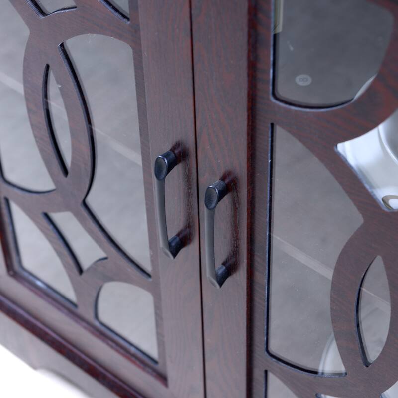 Spacious size sideboard 2 clear tempered glass doors buffet with adjustable shelf