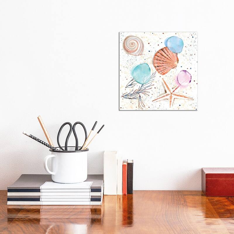iCanvas "Shells Sand and Seaglass" by Thomas Little Canvas Print - 12x12x1.5