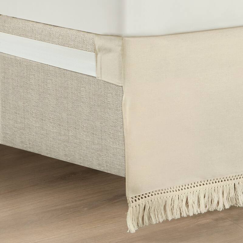 Lush Decor Boho Fringe 15-Inch Tailored Drop Easy Fit Bedskirt
