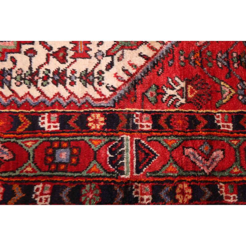ECARPETGALLERY Hand-knotted Anadol Cream, Red Wool Rug - 4'2 x 6'9