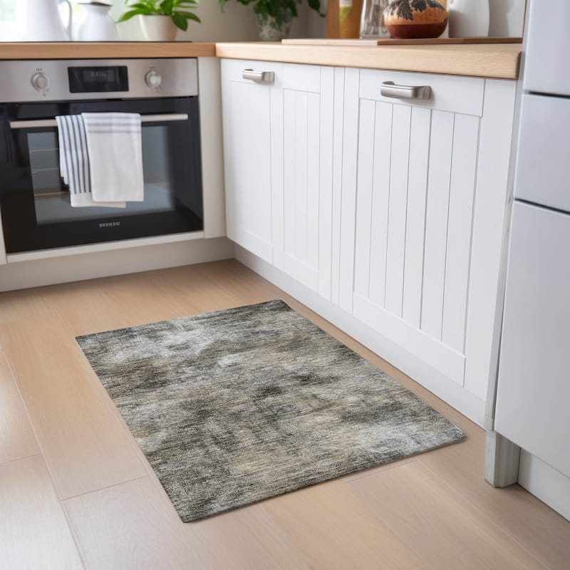 Machine Washable Indoor/ Outdoor Chantille Abstract Imprints Rug - Beige - 1'8" x 2'6"