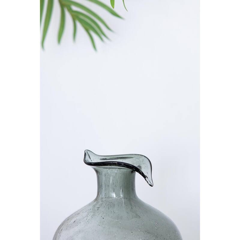 9" Light Gray Bubble Glass Round Table Vase - 8.10