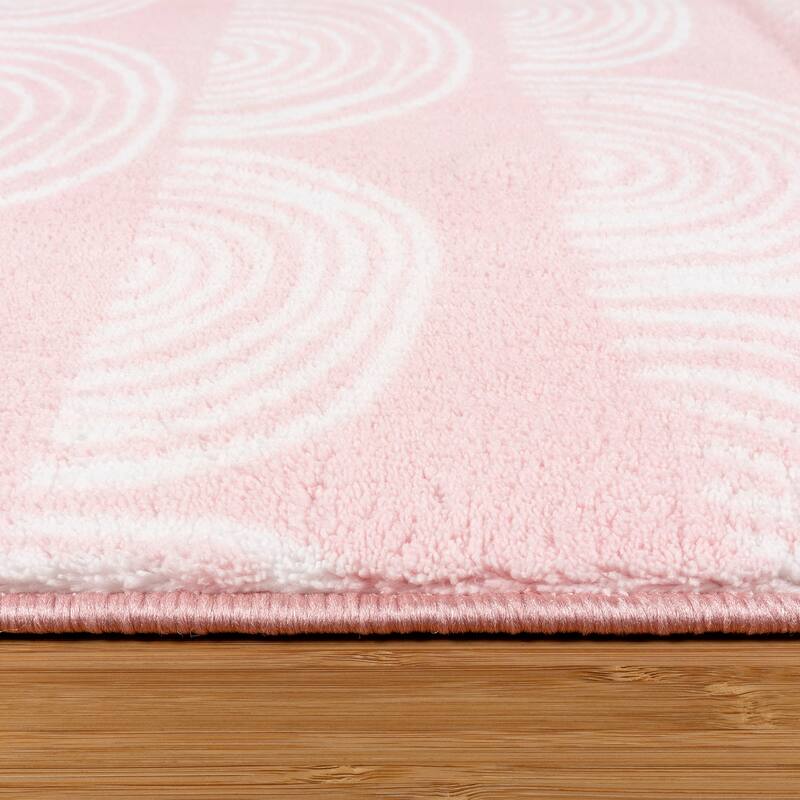 Tweenology Kids Rugs Plush Polyester Non-Slip Area Rugs for Bedrooms and Playrooms in Colorful and Pink Rainbow Designs 40x55