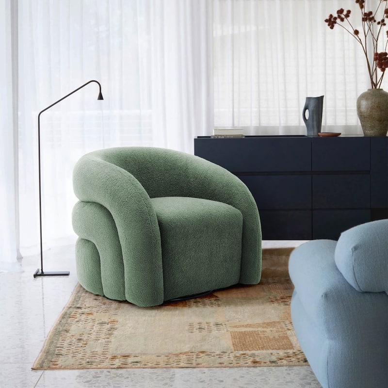 Upholstered Swivel Barrel Accent Chair