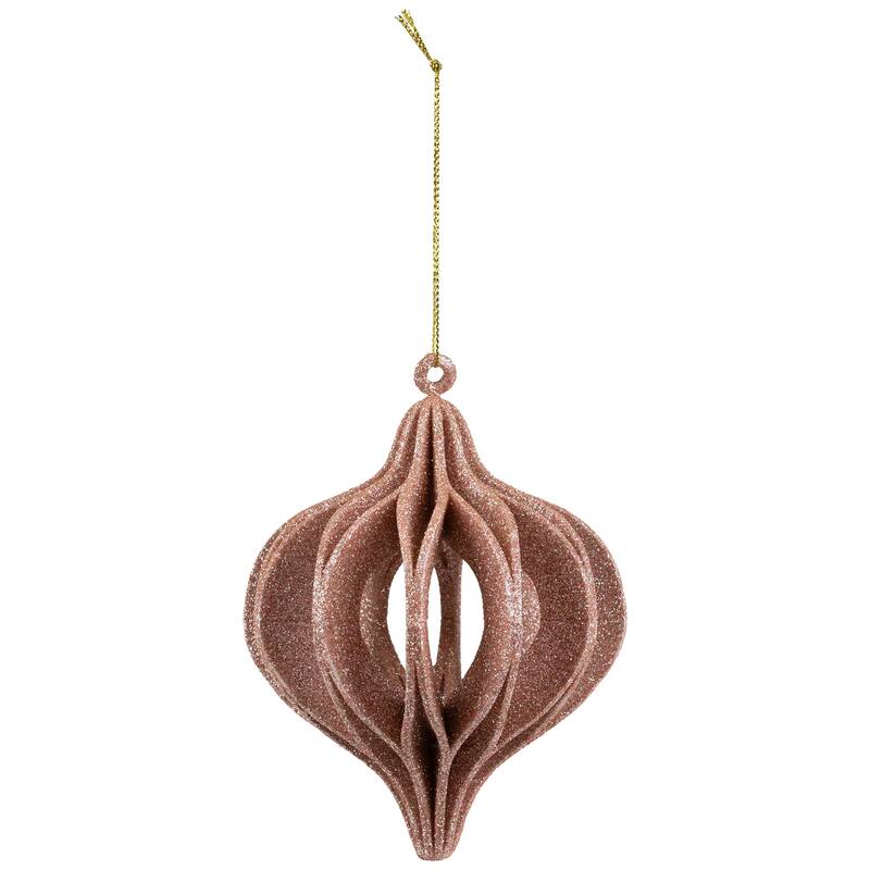 Champagne Open Cut Glitter Onion Shatterproof Christmas Ornament 5"