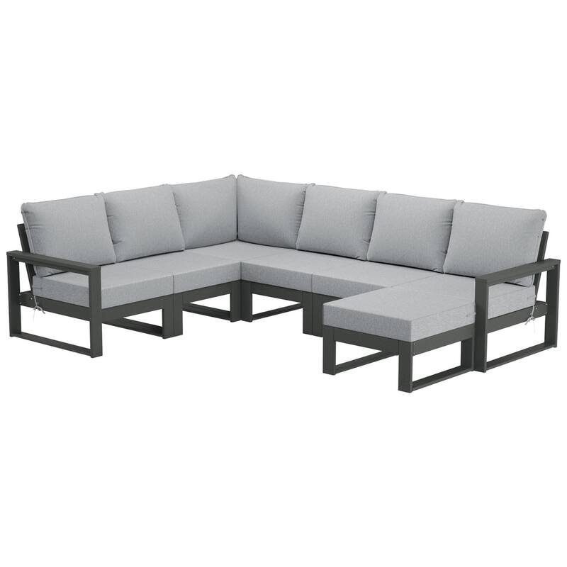 Endless Patio 7-Piece Deep Seating Set with Ottoman with Gray Frame - Gray/Light Gray