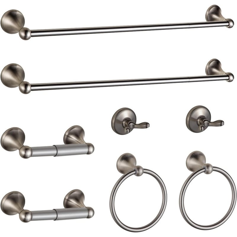 8-piece adjustable brushed nickel bathroom accessories set wall mounted