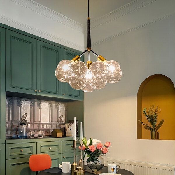 3-Light Modern Glam Sputnik Cluster Glass Globe Bubble Chandelier