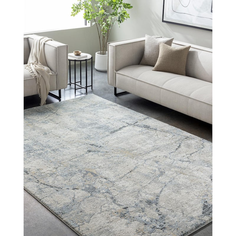 Livabliss Avellino Modern Abstract Area Rug - Light Grey - 5' 3" x 7'