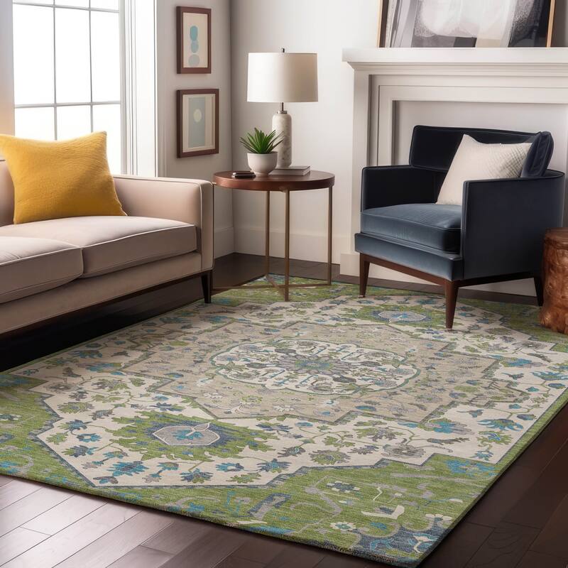 Premium Washable Super Soft Traditional Boho Mayfield Rug - Aloe - 5' x 7'6"