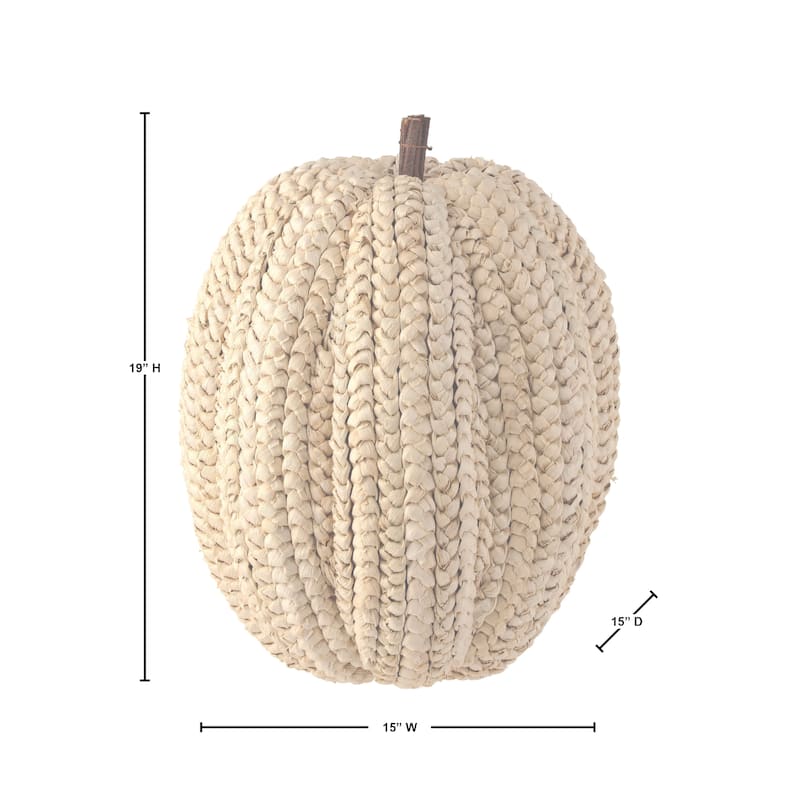 19.5" Display Basket Weave Pumpkin - 60%styrofoam, 35%corn husk, 5%twig