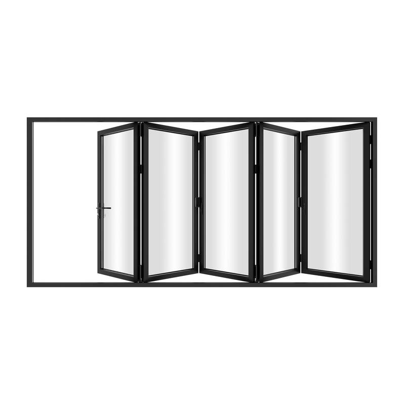 KaMic 144" x 80" 5-Panel Aluminum Patio Folding Door Right to Left-Outswing