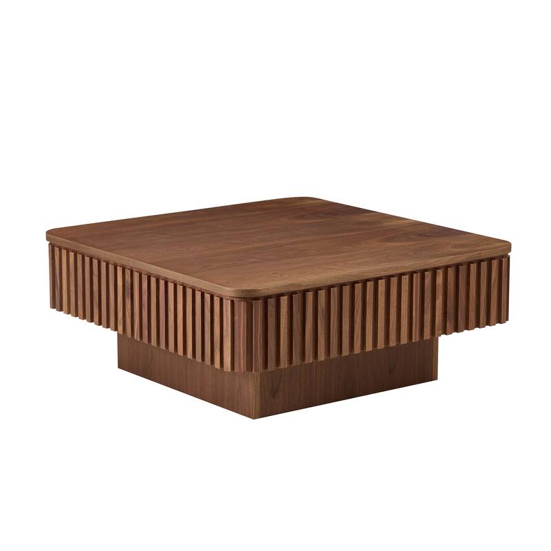 35.43 Inch Handcraft Drum Coffee Table Square Coffee Table,Lift Top Wooden Coffee Table with Hidden Storage Space