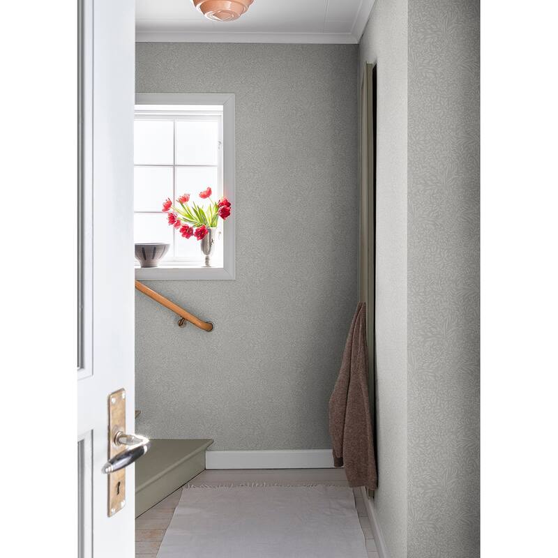 A-Street Prints Kristina Light Grey Botanical Wallpaper